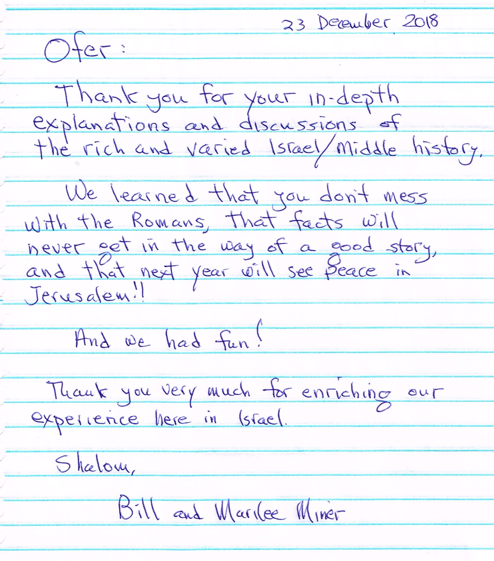 Bill & Marilee Miner Testimonial
