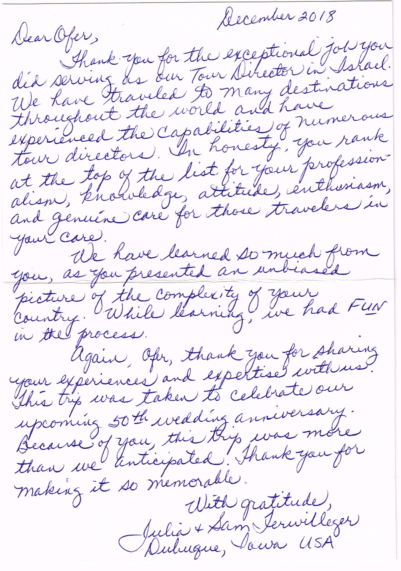 Julia & Sam Terwilleger Testimonial