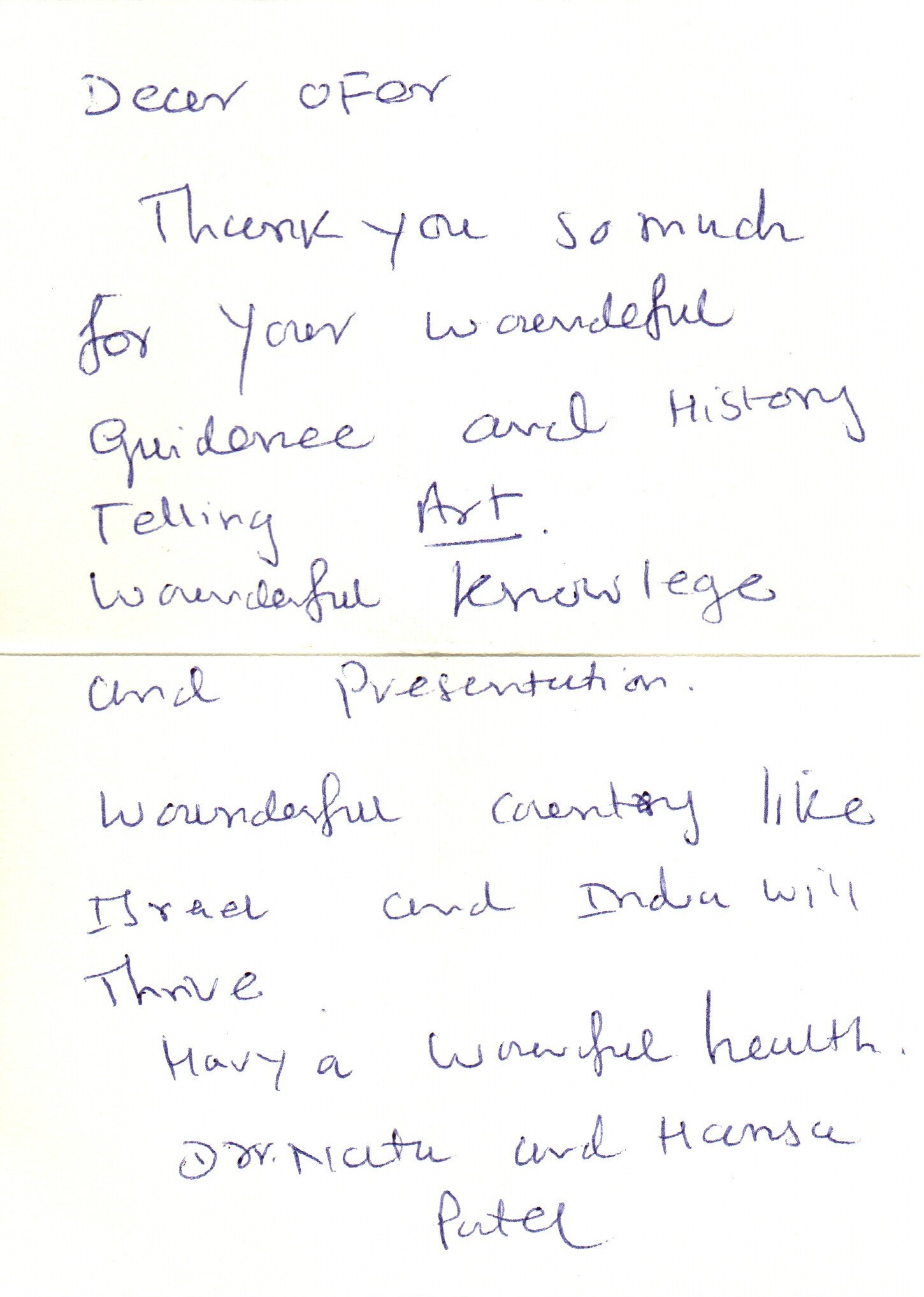 Natu & Hansa Patel Testimonial