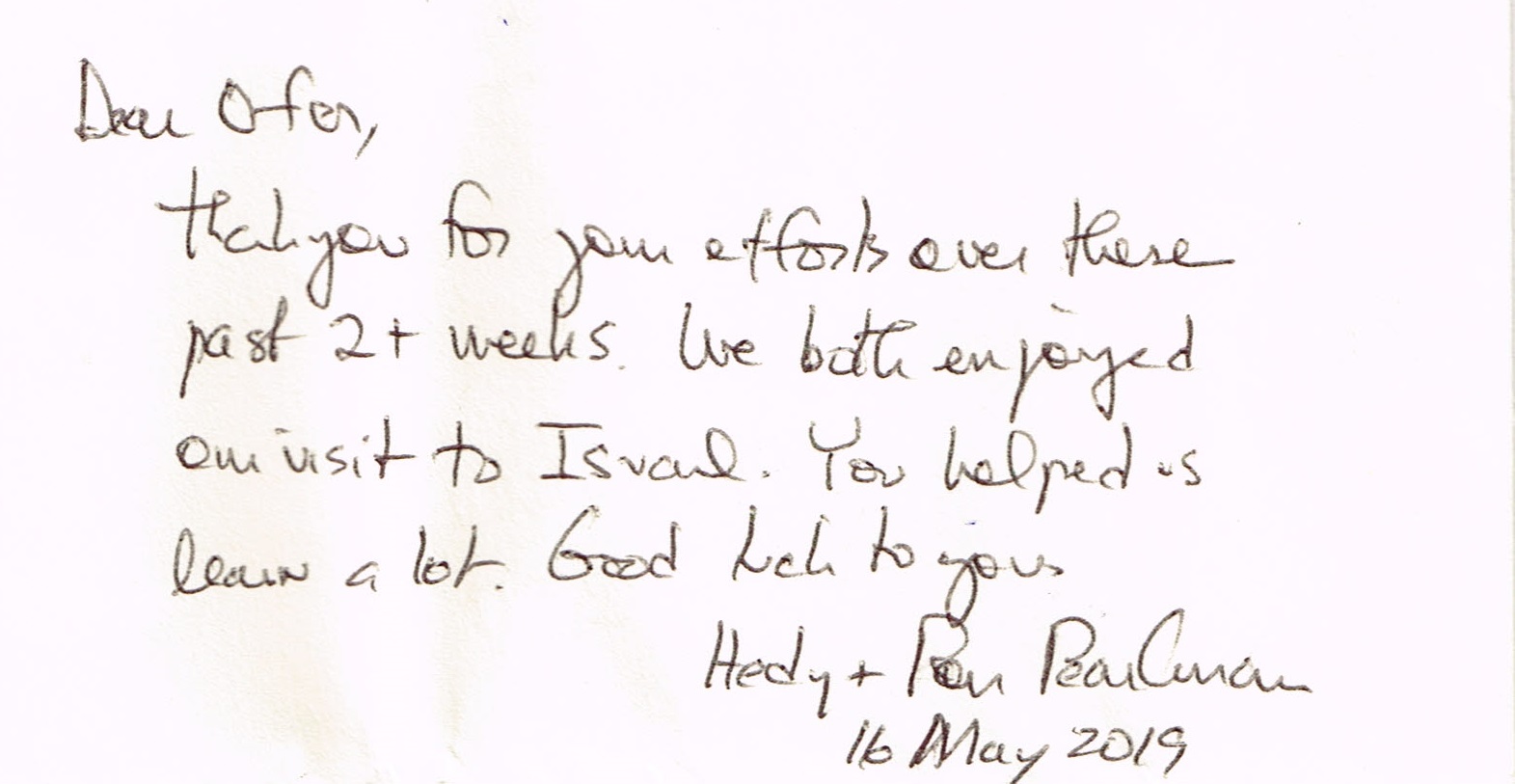 Hedy & Ron Pearlman Testimonial